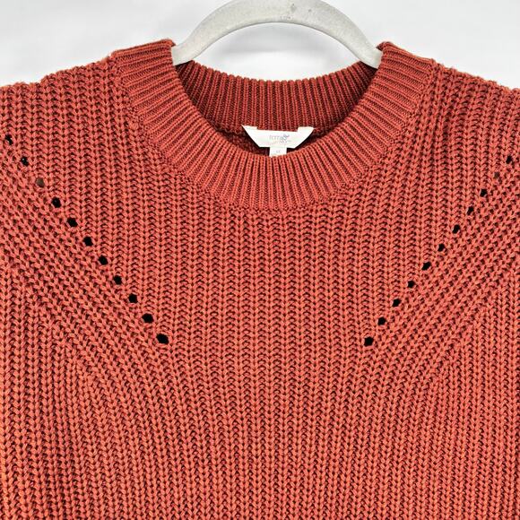 Terra & Sky Burnt Orange Rust Cable Knit Oversized Pullover Sweater Size 1X - Picture 2 of 6